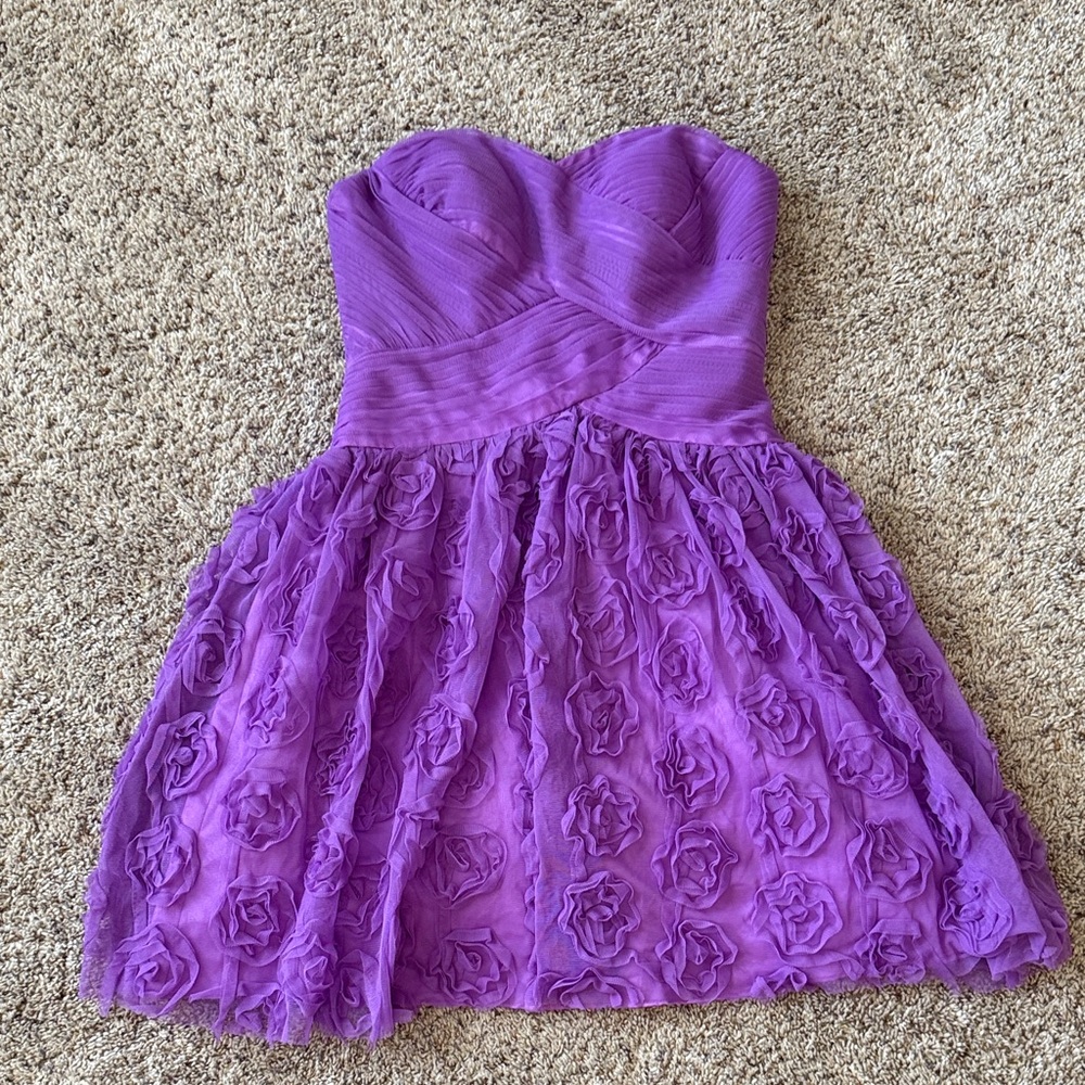 Hailey Logan Strapless Purple Prom Dress